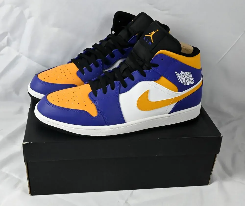 Air Jordan 1 Mid Lakers/LSU! Men's 15 DQ8426-517 W/Box